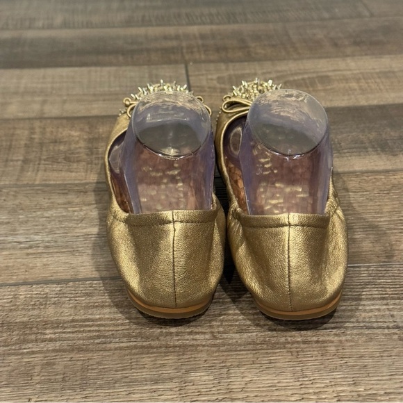 Sam Edelman Beatrix Ballet Flat Ballerina Stud Spike Leather Gold Size 7 - Picture 7 of 16